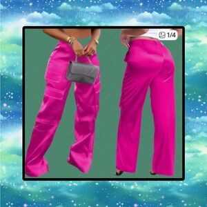Tapata Hot Pink Satin Cargo Pants NWT size XXL 31” Inseem